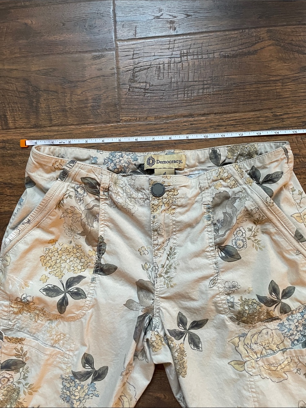 Democracy Cream Floral Utility Pants - Picture 2 of 8